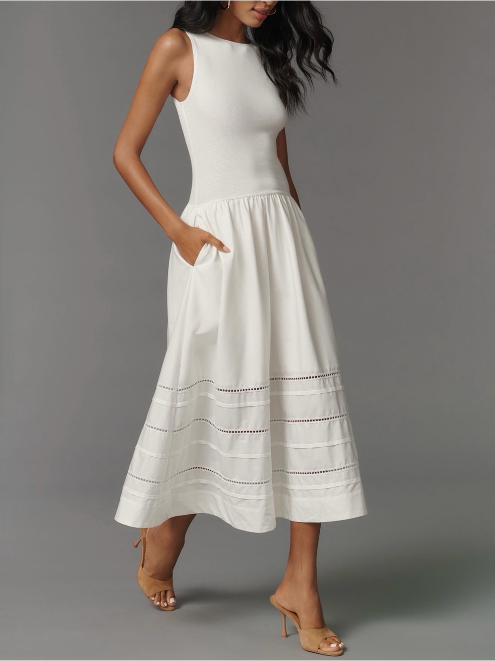 Reformation Idelle Midi Dress Ivory Size XL NWT